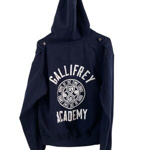 Doctor Who Gallifrey Academy Zip-Up Hoodie – BBC Licensed – Navy Blue Medium Fan